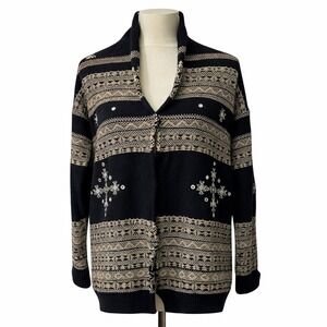Ralph Lauren Nordic Fair Isle Cotton Cardigan Sweater Size XS